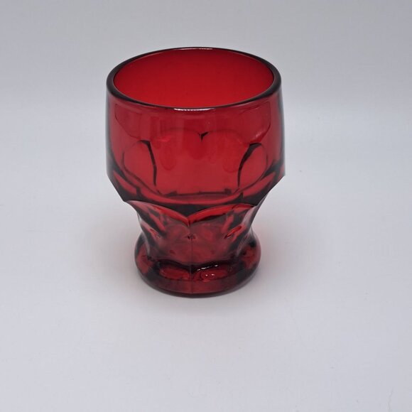 Anchor Hocking Ruby Red Georgian Honeycomb Drinking Glass 4" tall - Picture 4 of 7